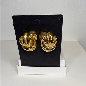 Vintage Gold Tone Knot Earrings Bold Statement Pierced